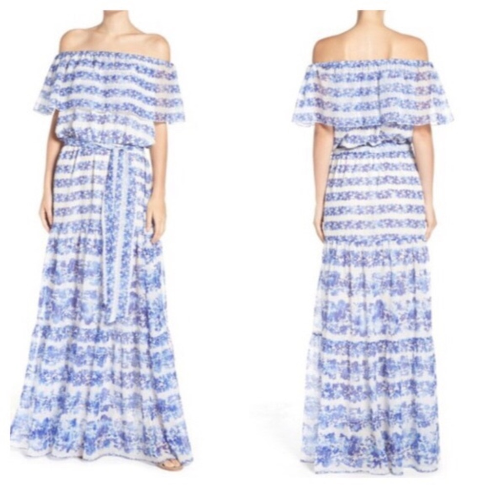 Eliza J Floral Off the Shoulder Maxi Dress